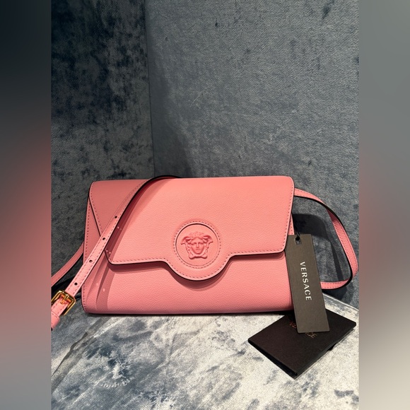 Versace Handbags - Versace Pink Leather Clutch/ crossbody with Medusa Logo